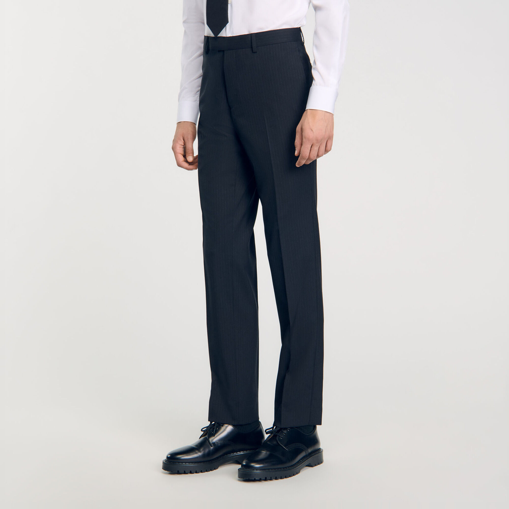 Chalk-striped suit trousers
