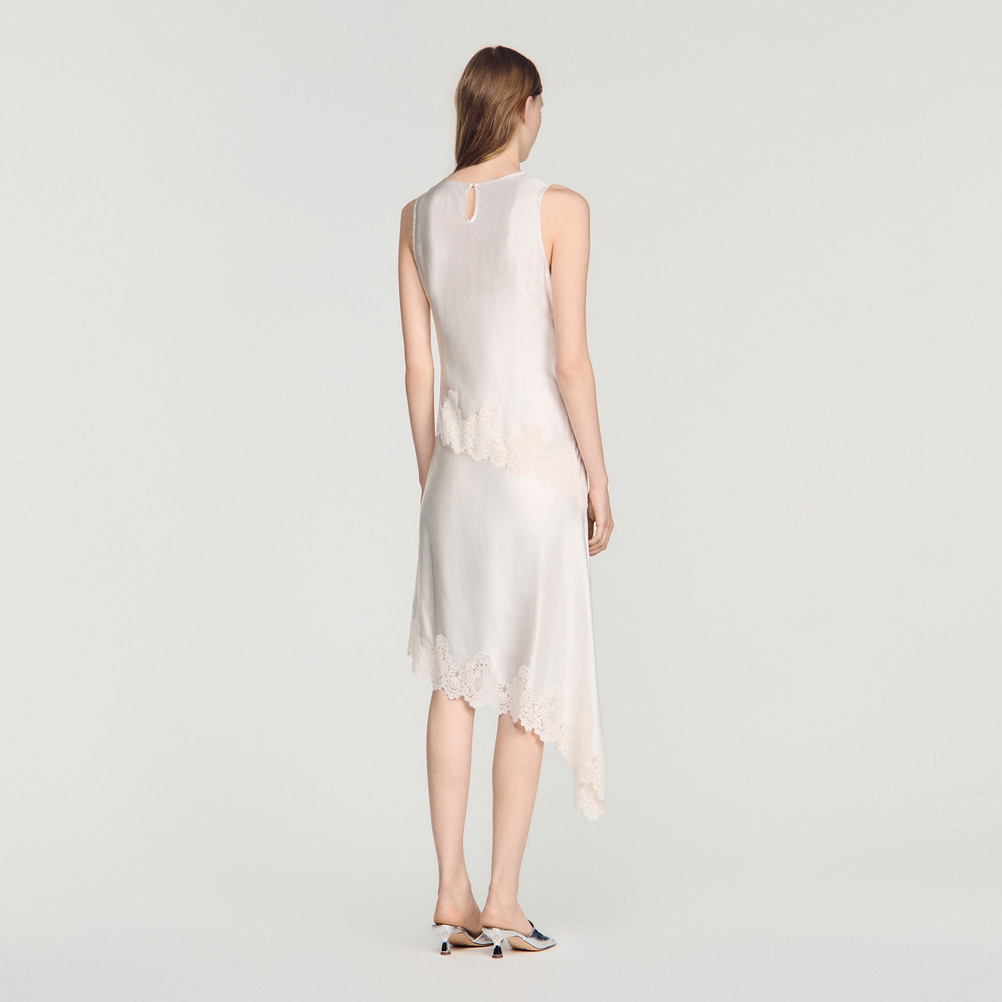 Asymmetric satin-effect dress