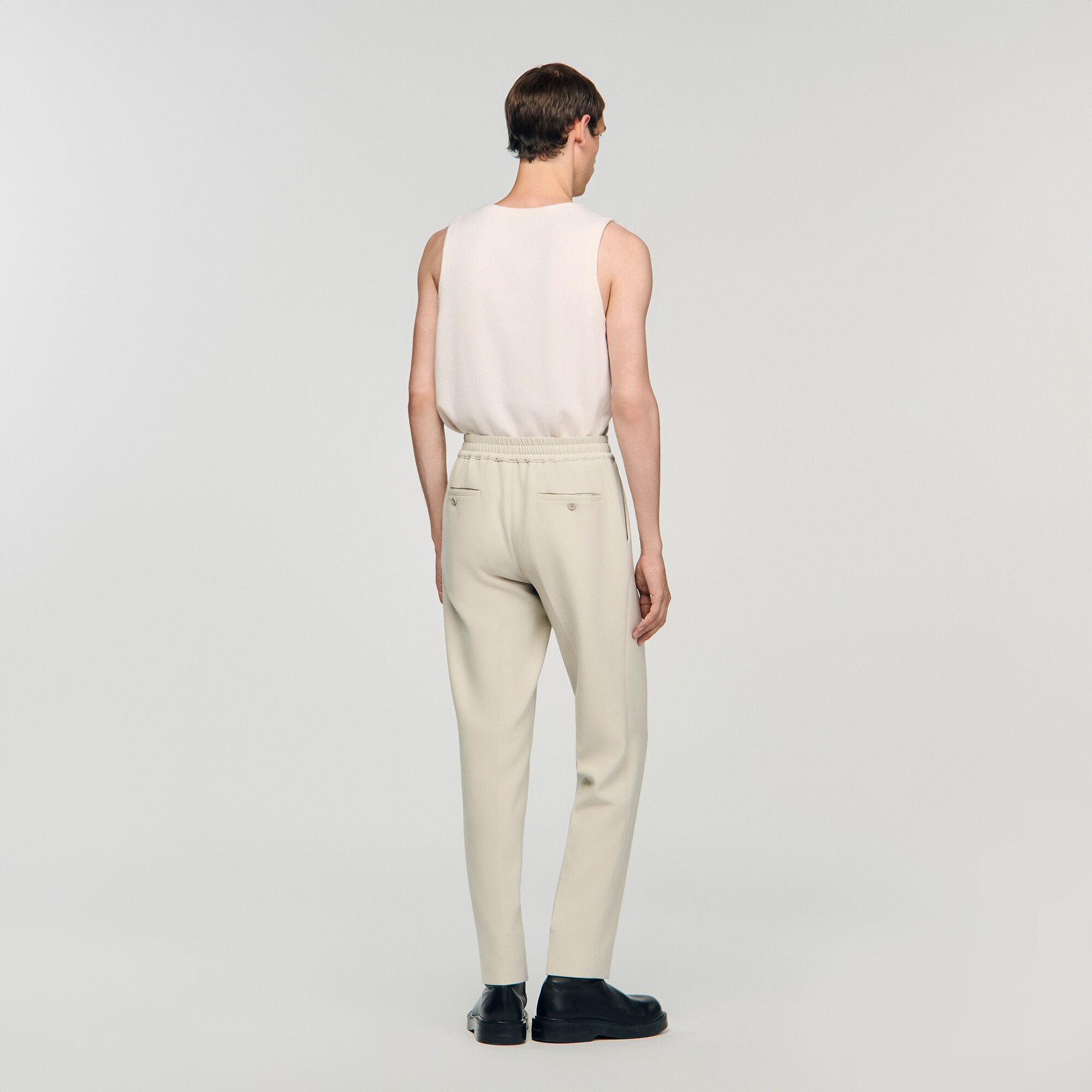 Elasticated straight-leg trousers