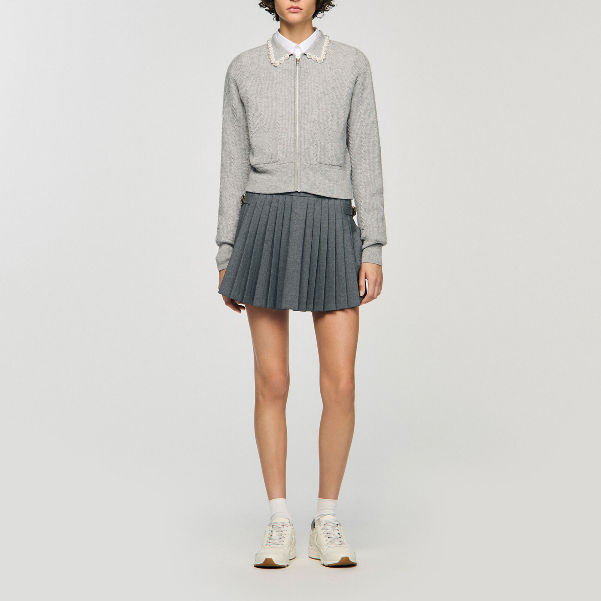Cardigan with beaded collar - Women | Sandro
