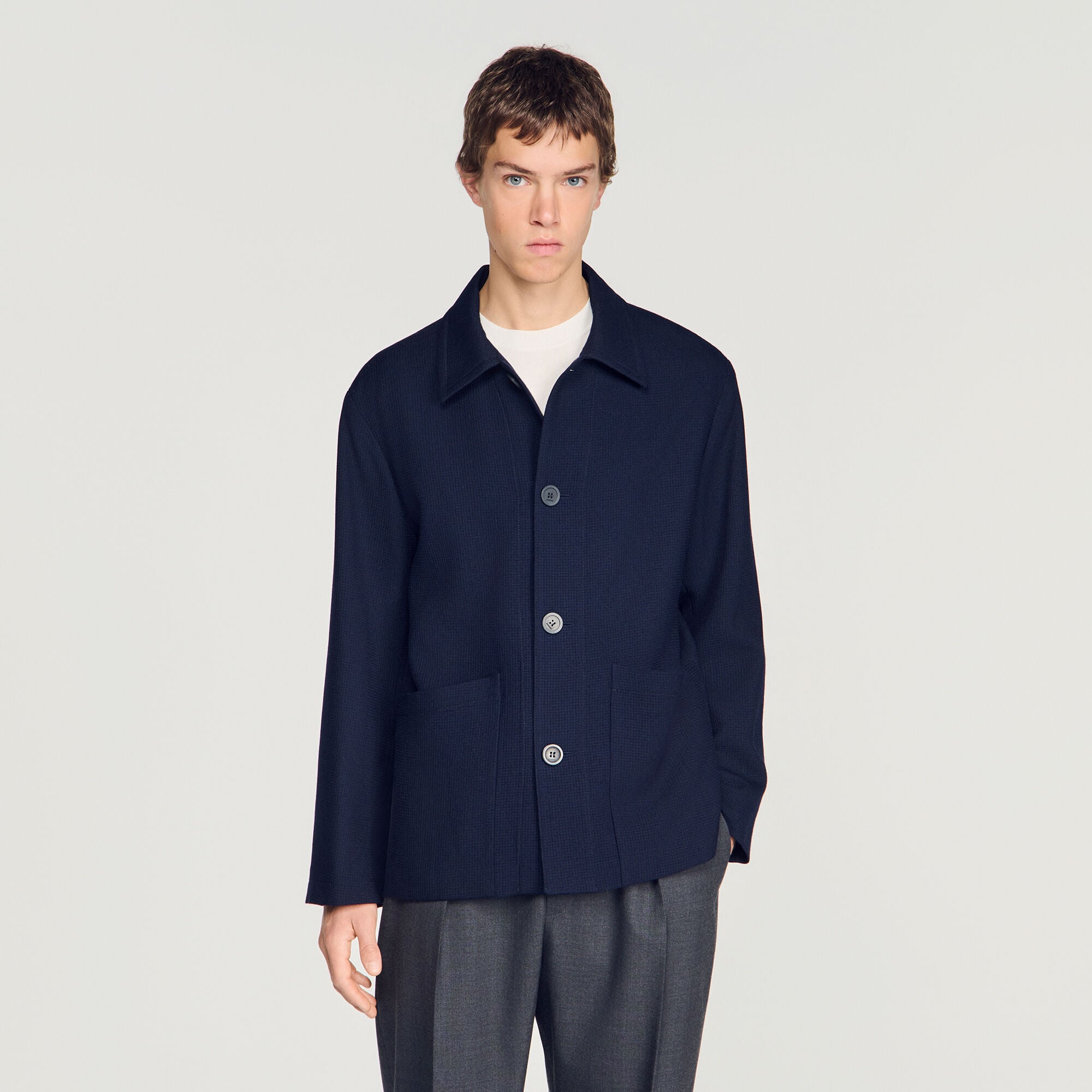 Buttoned wool worker jacket
