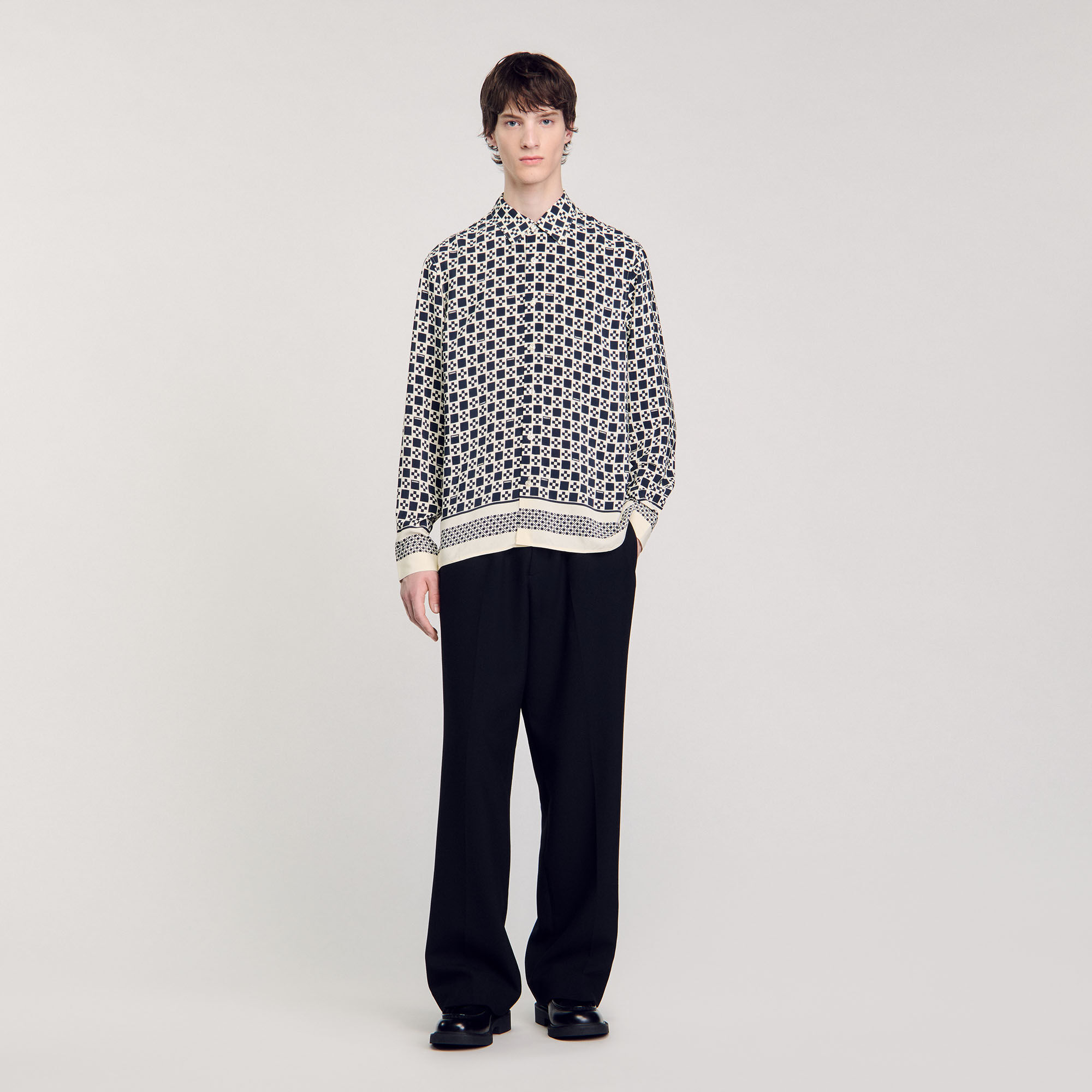 Square cross motif flowing shirt