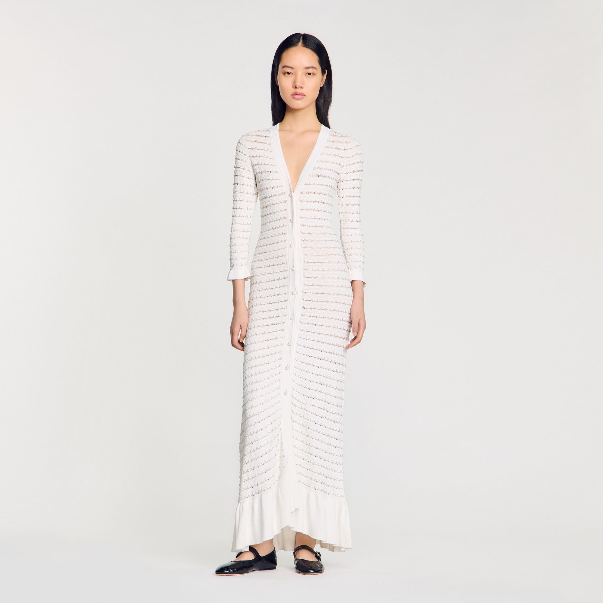 Maxi dress with pearl details