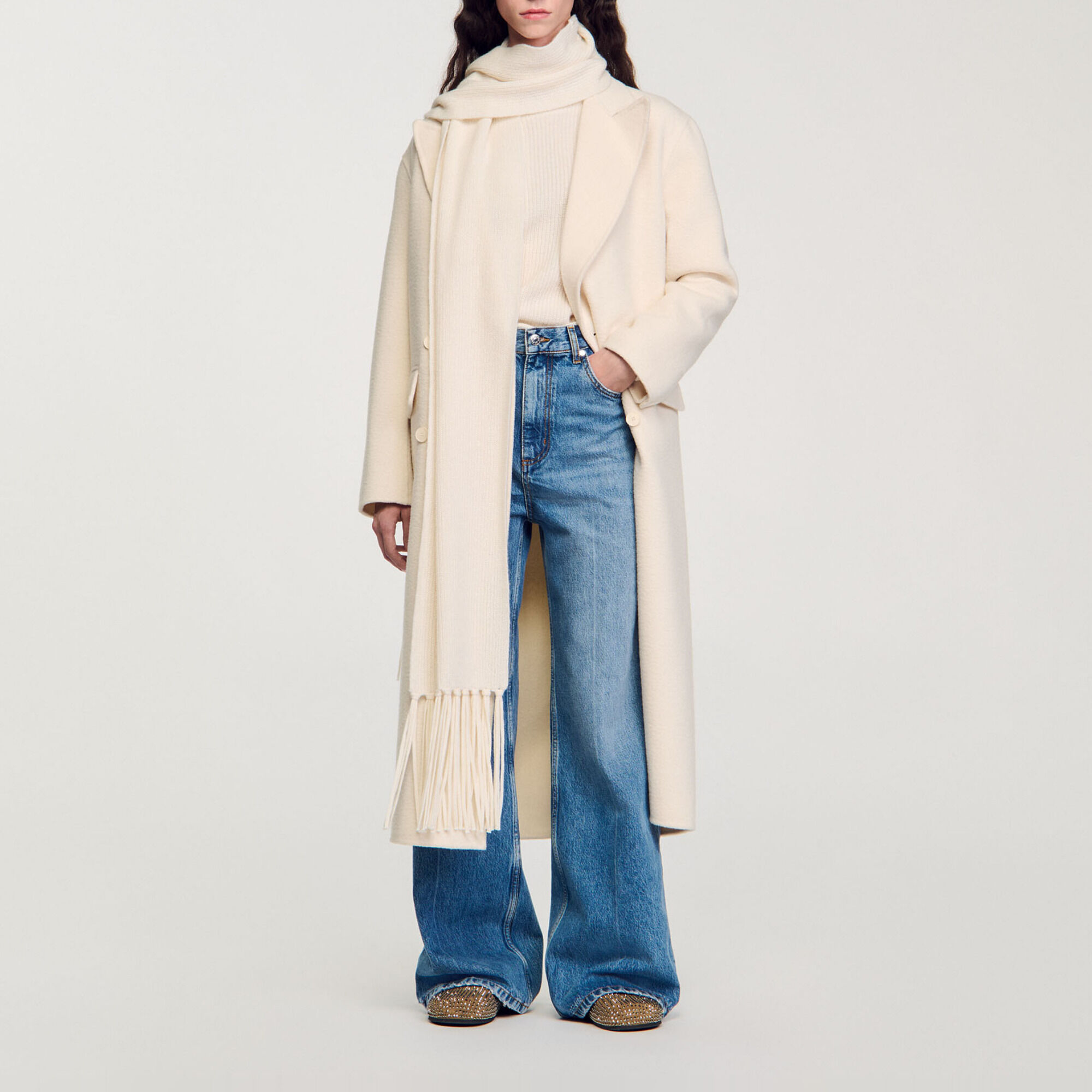 Long wool-blend coat
