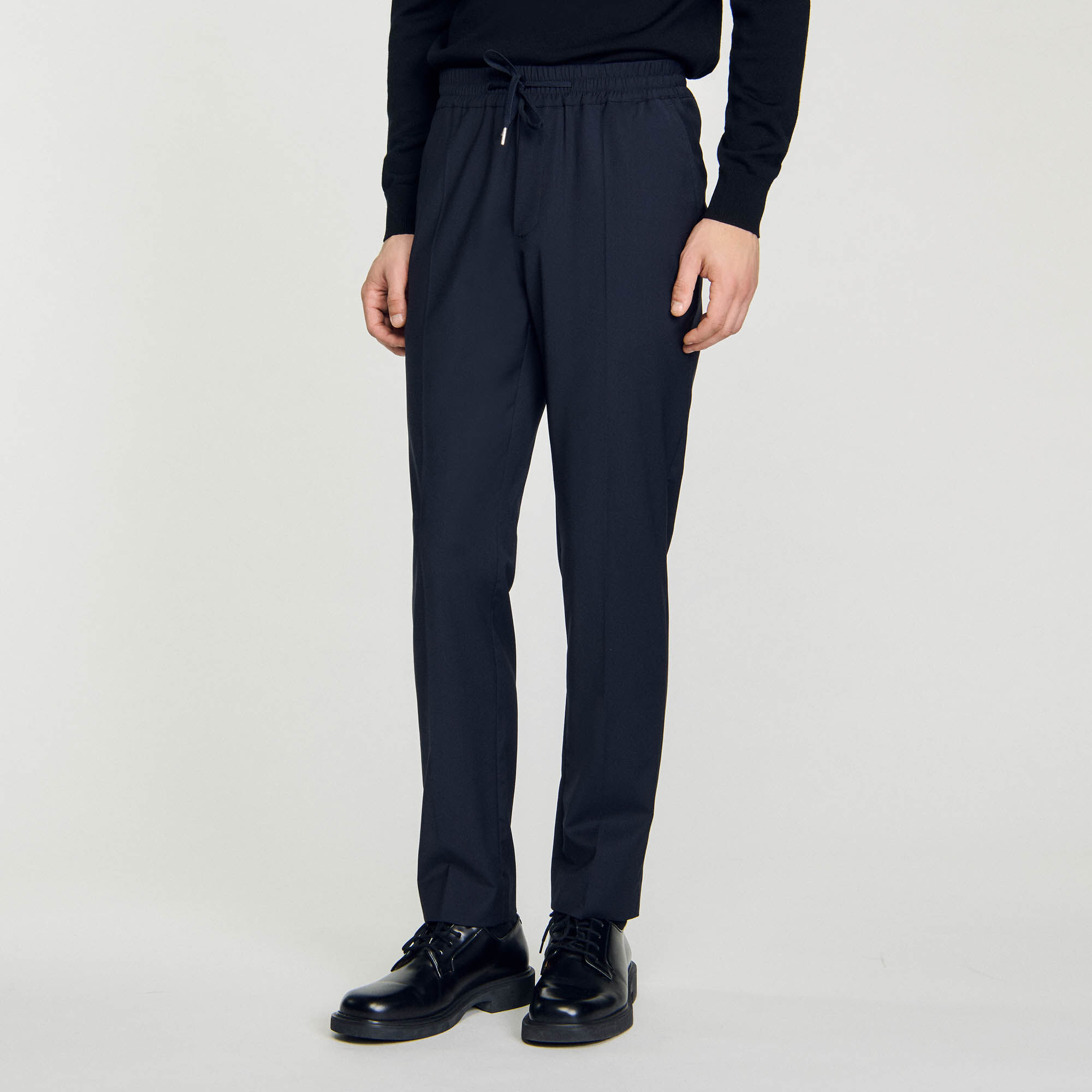 Elasticated straight-leg trousers