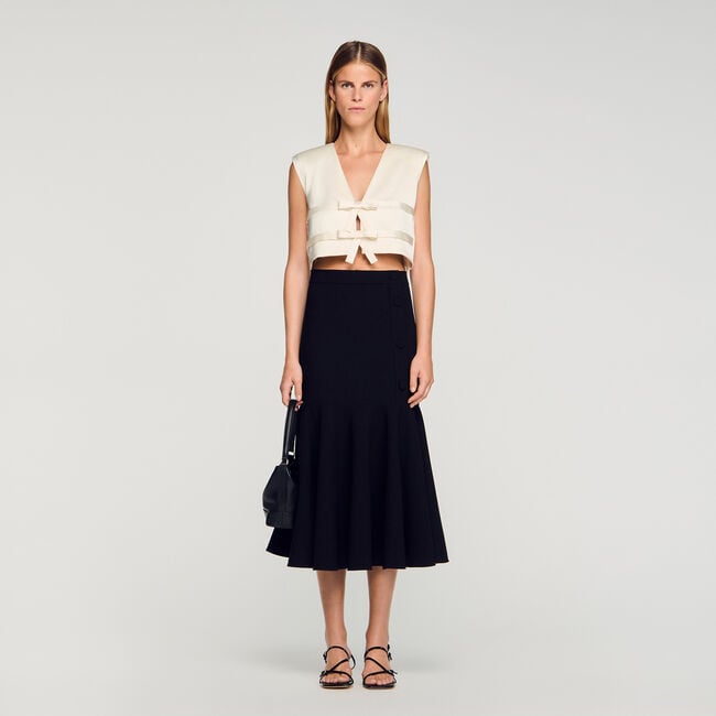 Long flared ruffled skirt
