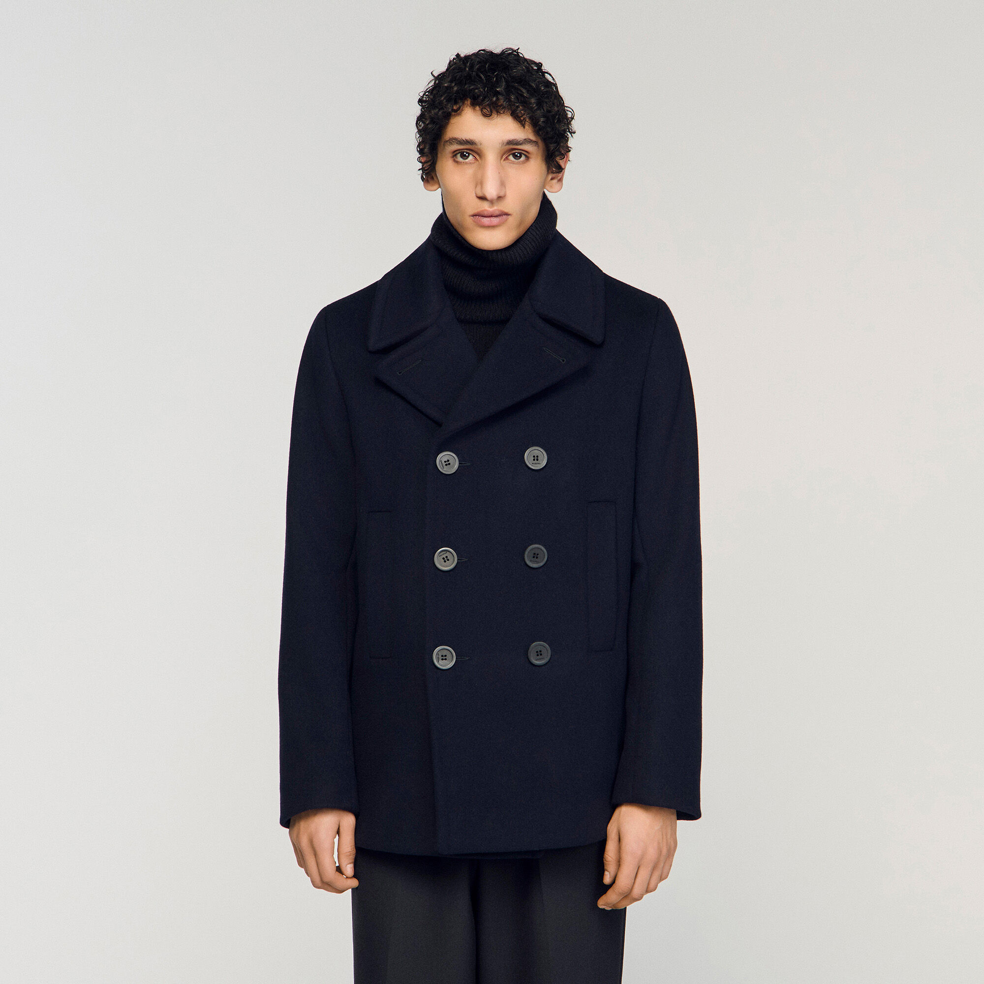 Straight-fit wool-blend coat