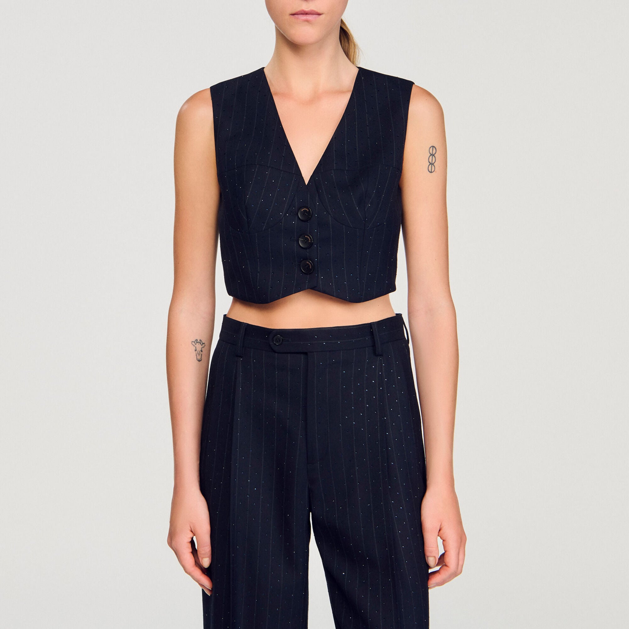 Striped rhinestone jacket - Women | Sandro