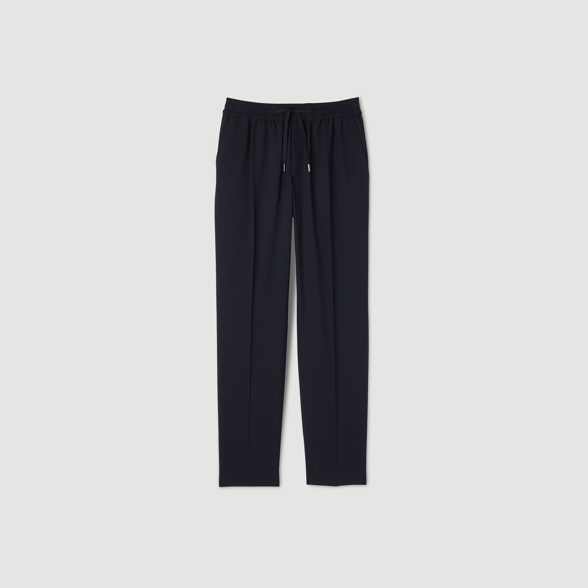 Elasticated straight-leg trousers