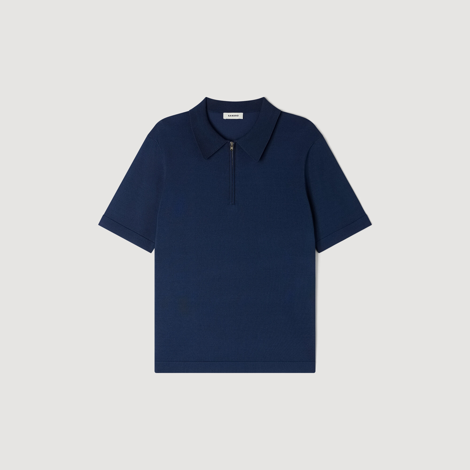 Knitted polo shirt with zip collar