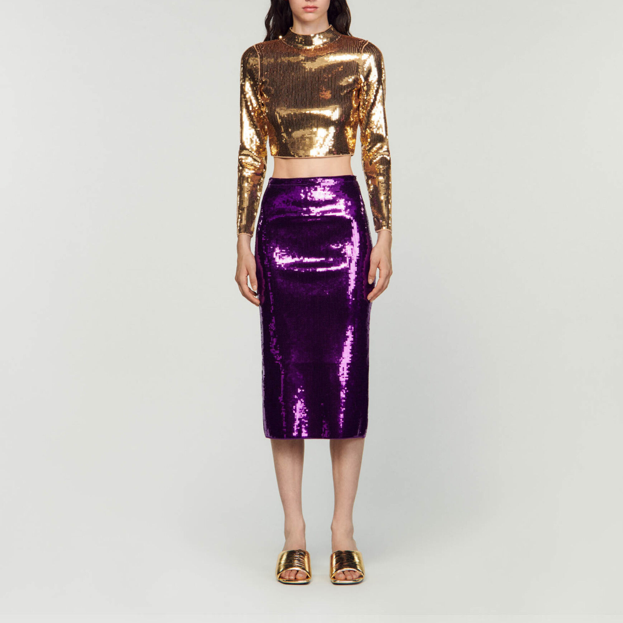 Sequin midi skirt
