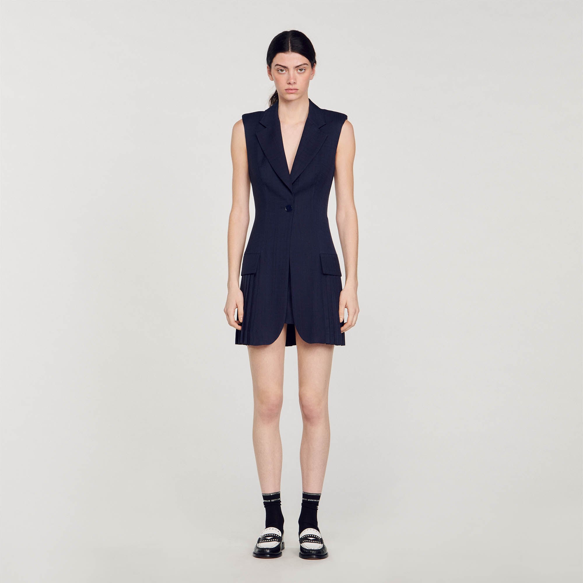 Short pleated suit dress