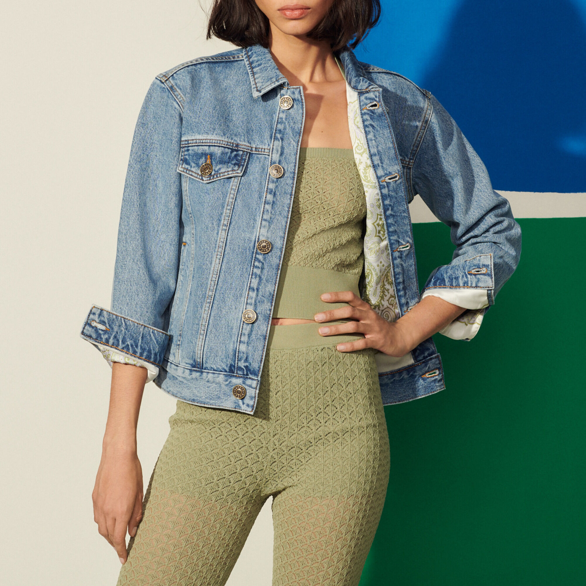 Sandro denim jacket womens deals