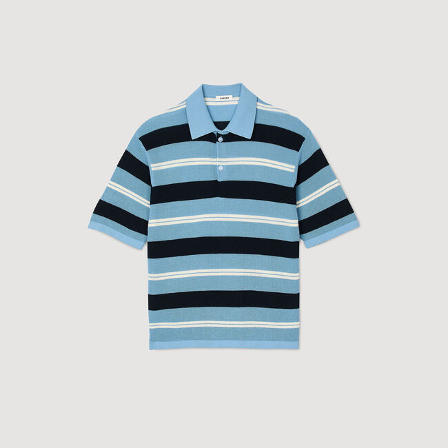 Stripy knit polo shirt