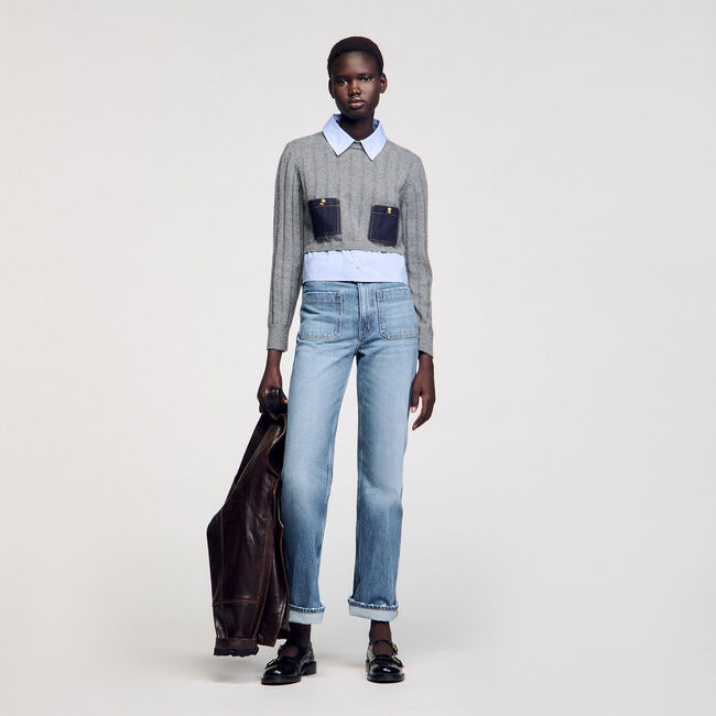 Cropped wool and cashmere jumper