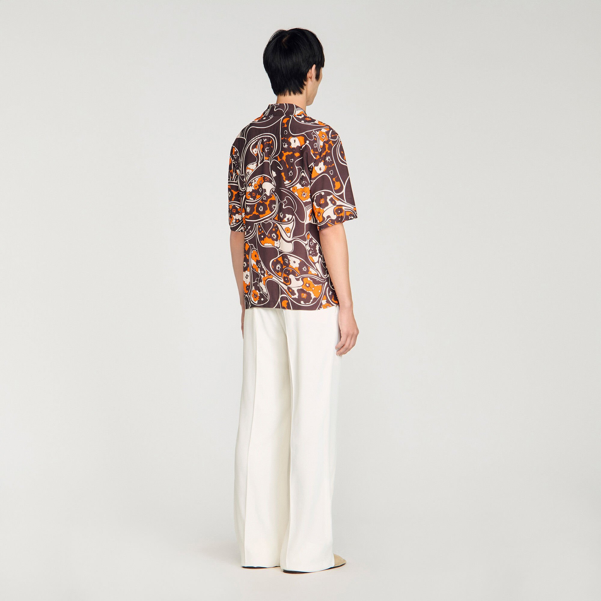 Loose-fit print shark collar shirt