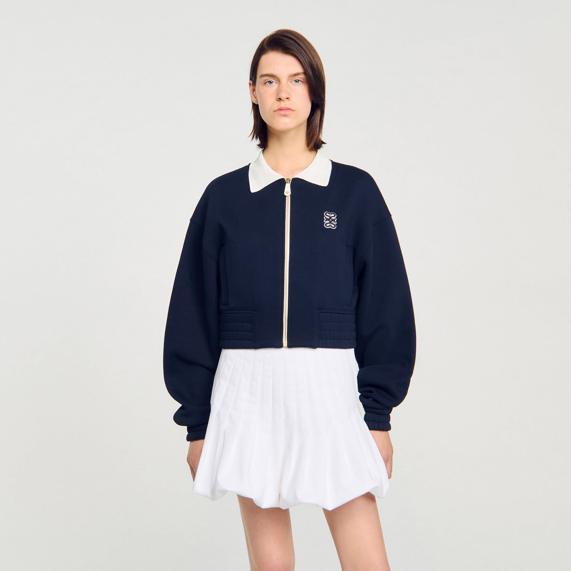 Cropped two-tone sweatshirt