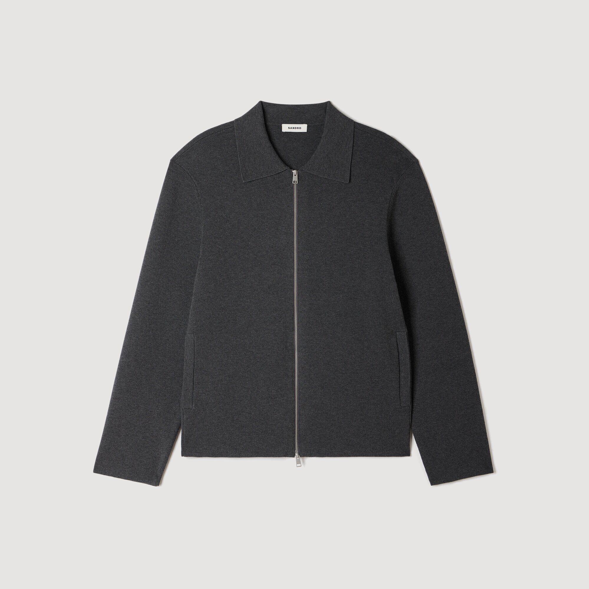 Zipped viscose knit cardigan