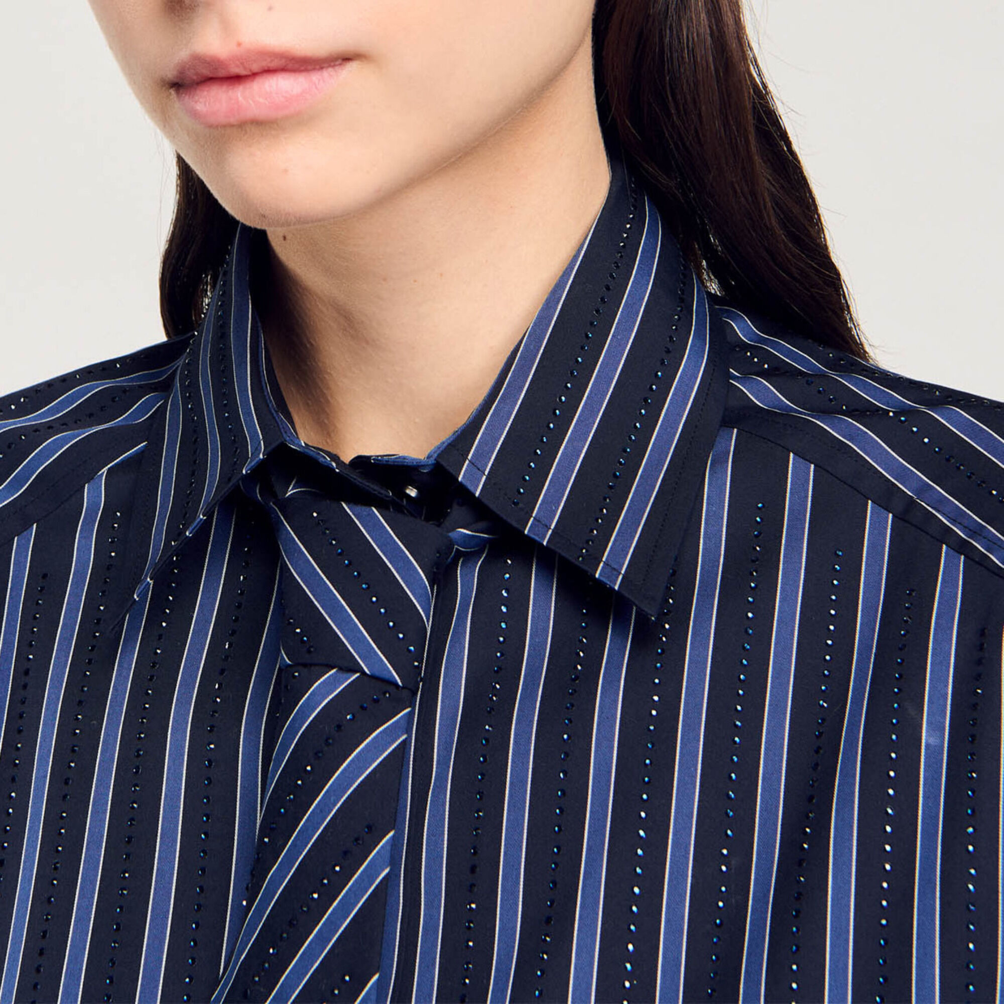 Rhinestone tie shirt - Women | Sandro