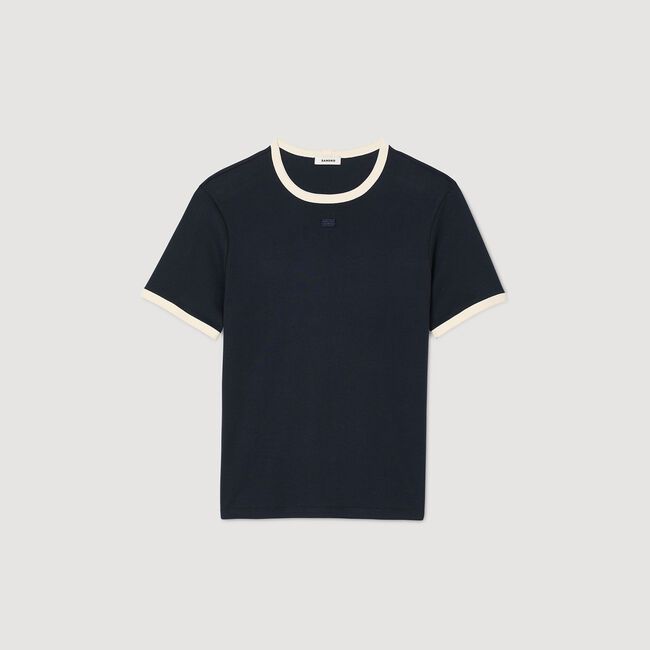 Two-tone patch T-shirt
