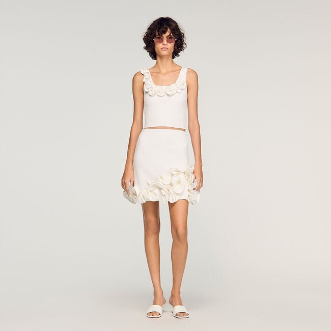 Short floral knit skirt