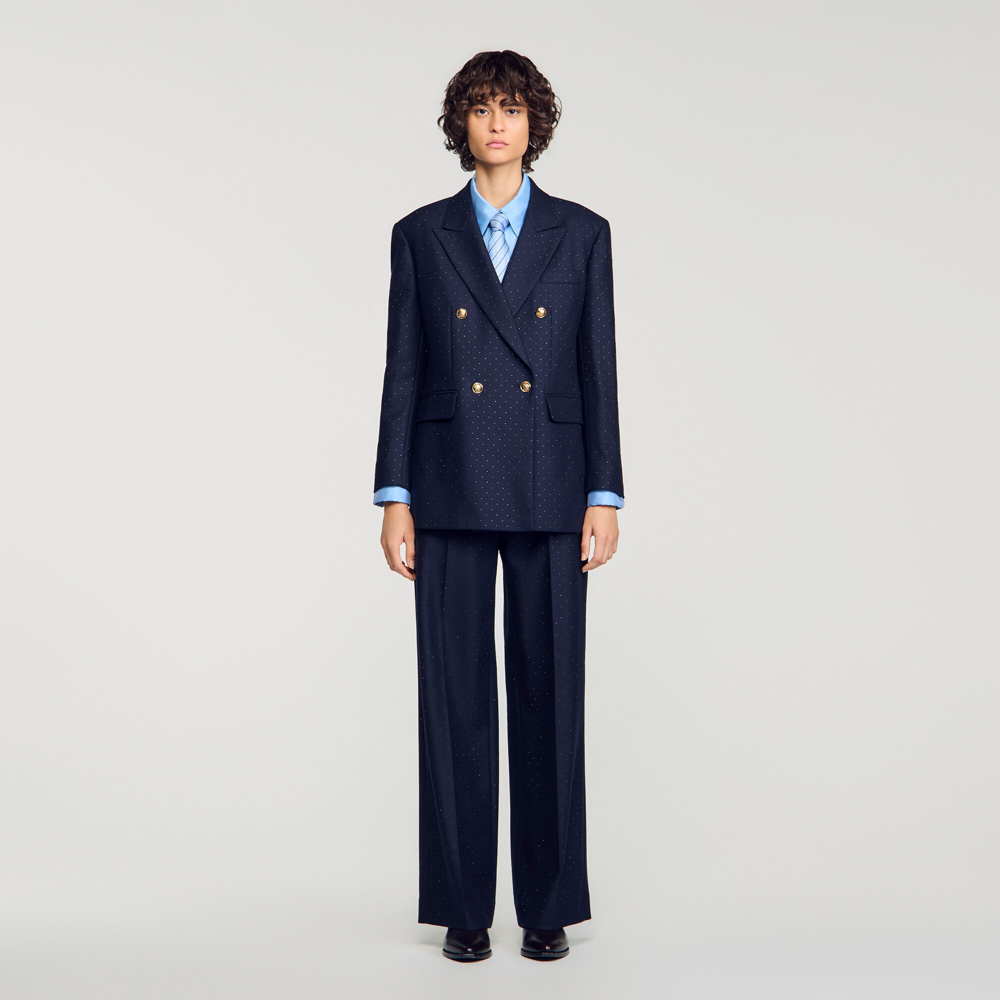 Rhinestone wool suit jacket - Women | Sandro