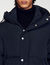 3/4-length hooded puffer jacket