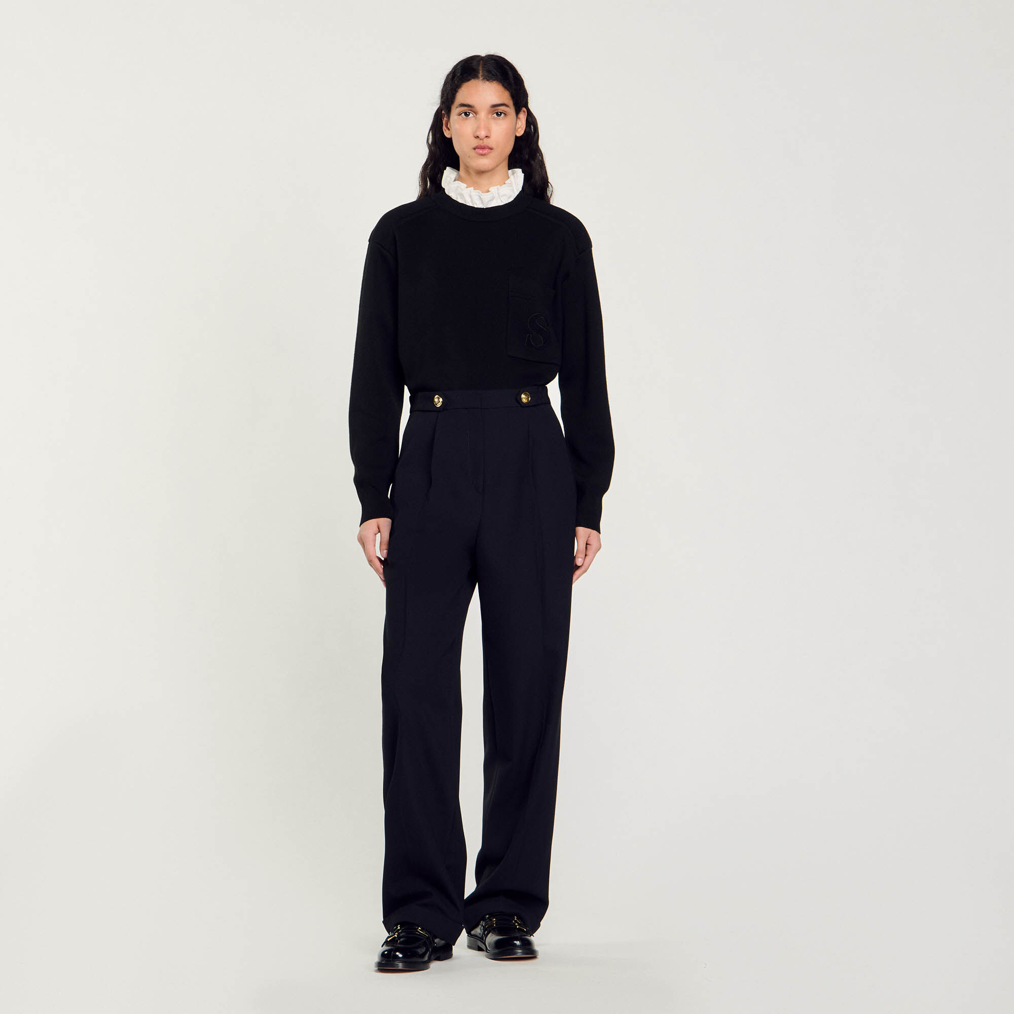 Womens straight leg black pants top