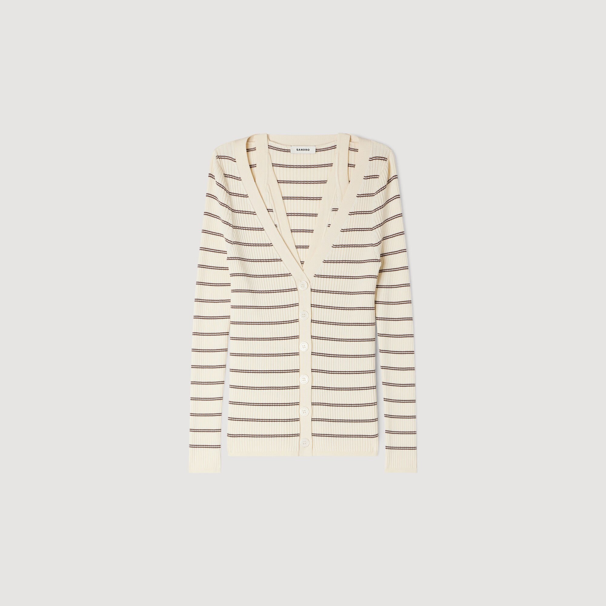 Striped ribbed cardigan