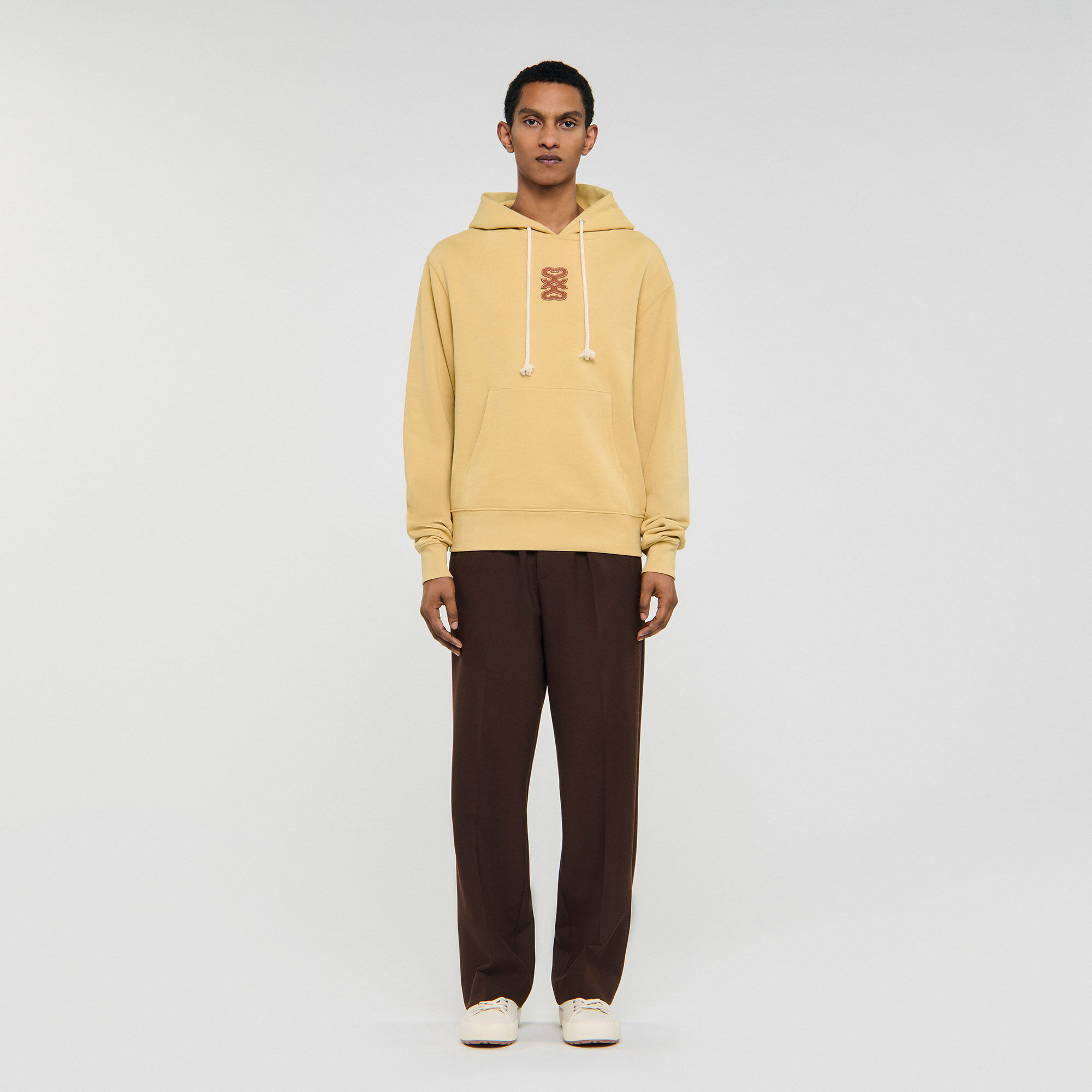 Leather patch sweatshirt