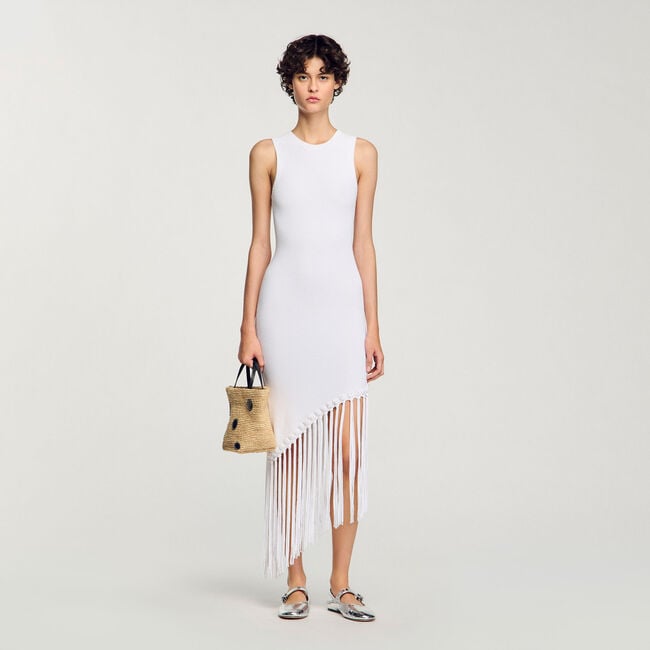 Fringed crochet maxi dress