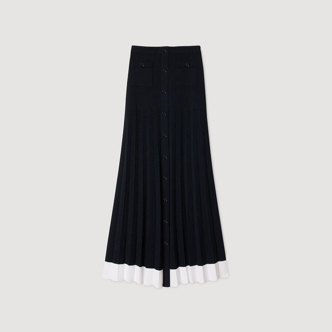 Long two-tone knit skirt