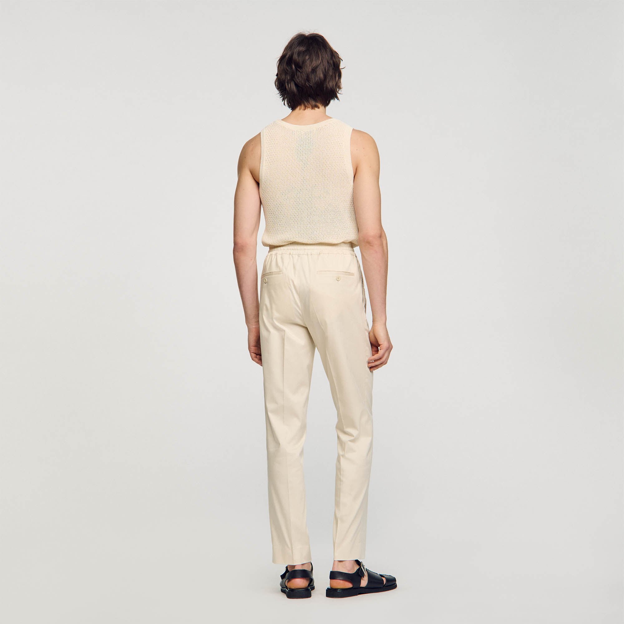 Elasticated straight-leg trousers