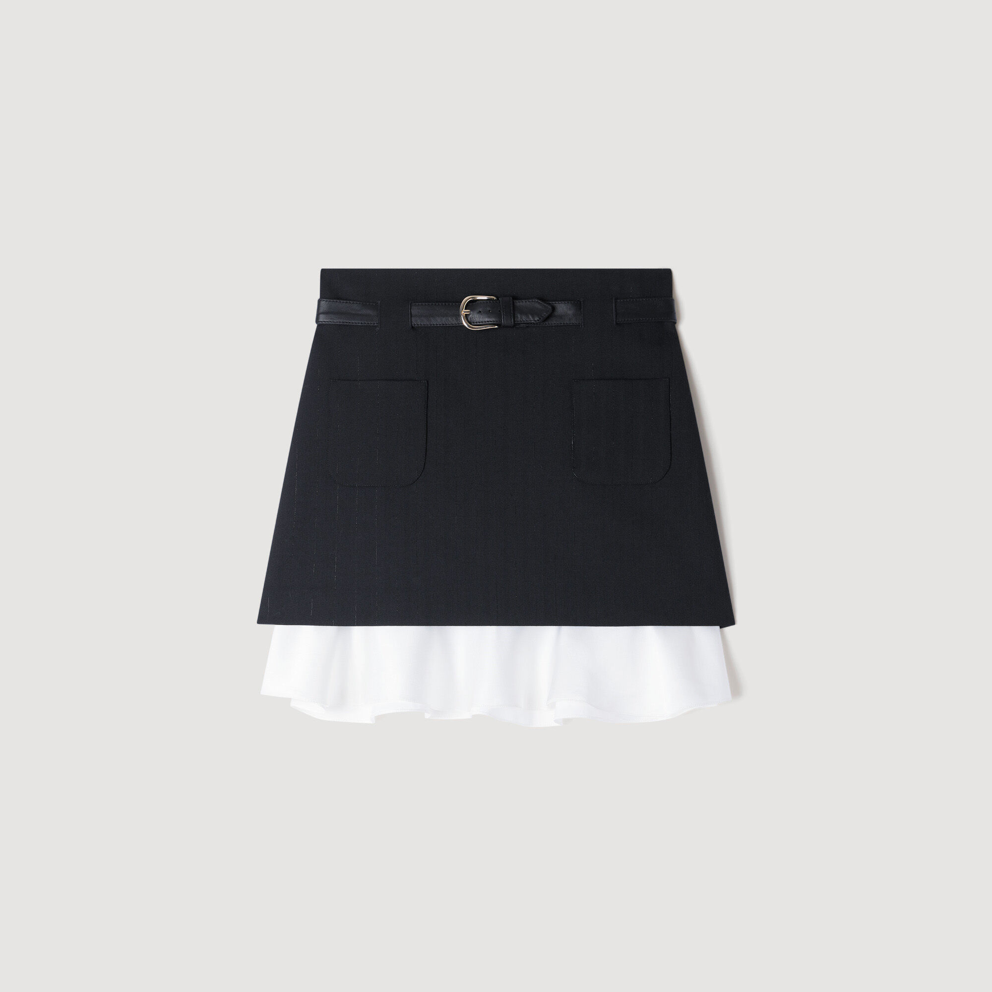 Short striped ruffled skirt