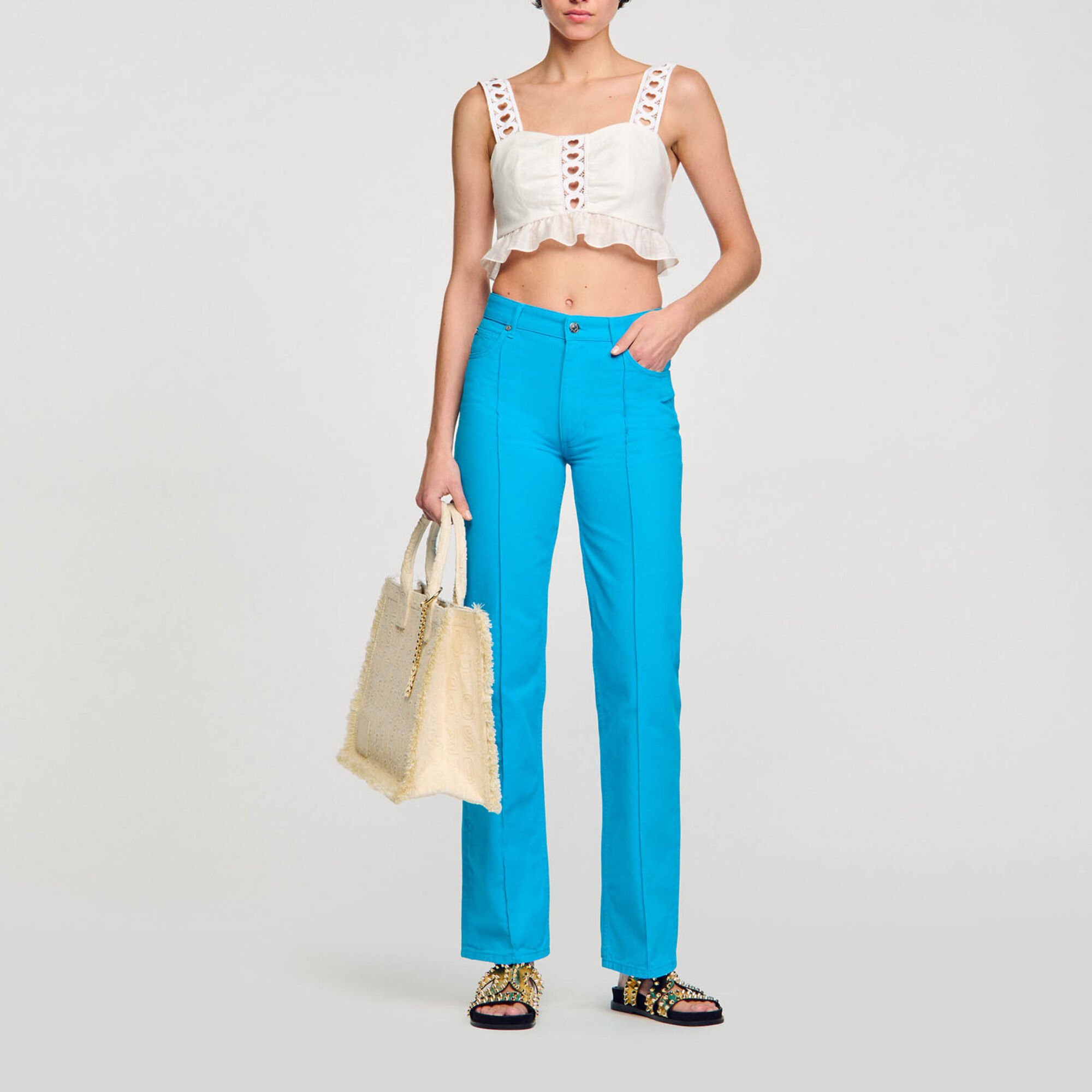 Linen blend crop top