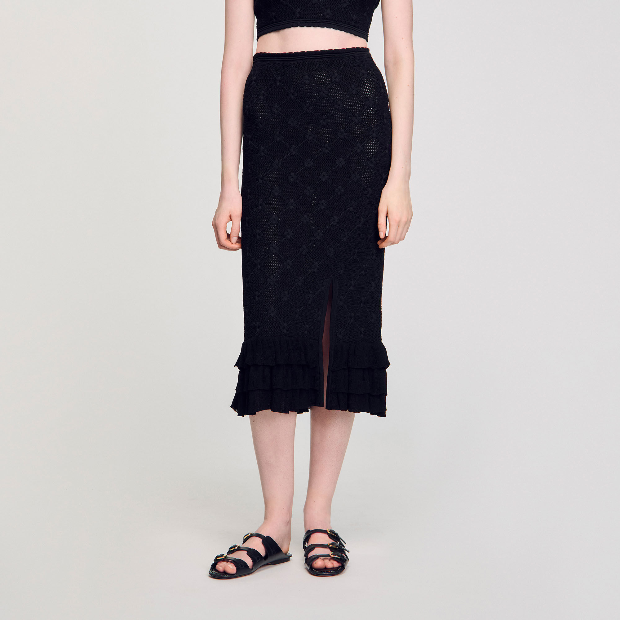 Knit midi skirt
