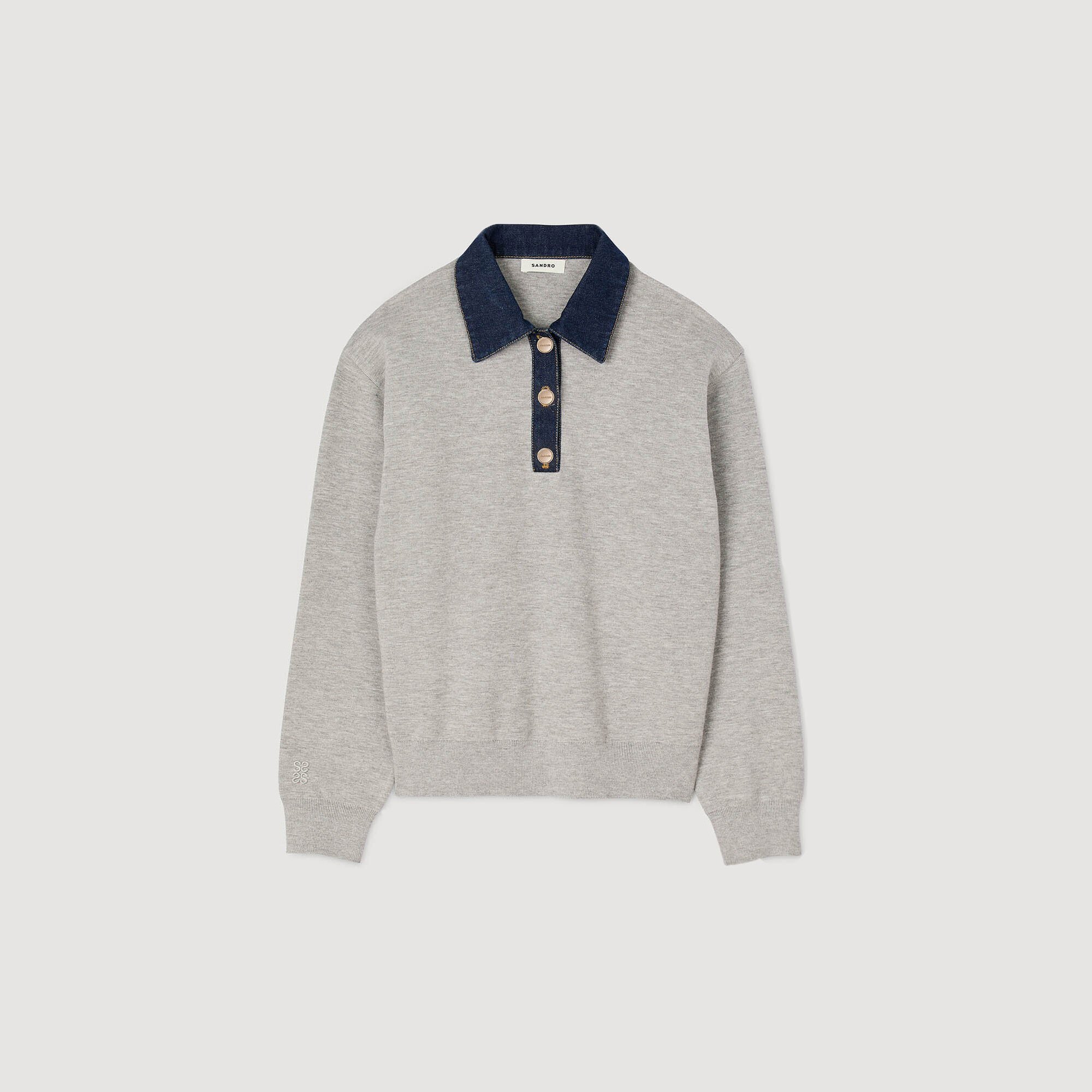 Jumper with denim collar