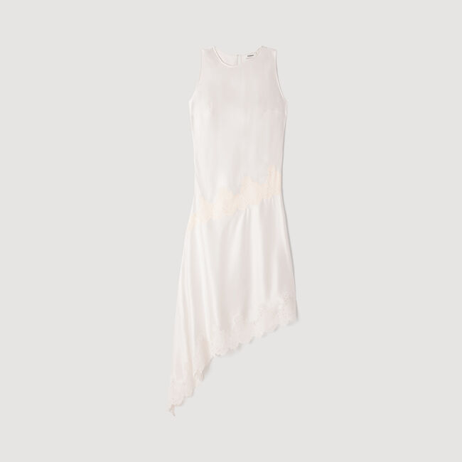 Asymmetric satin-effect dress