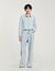 Denim shirt with beaded collar