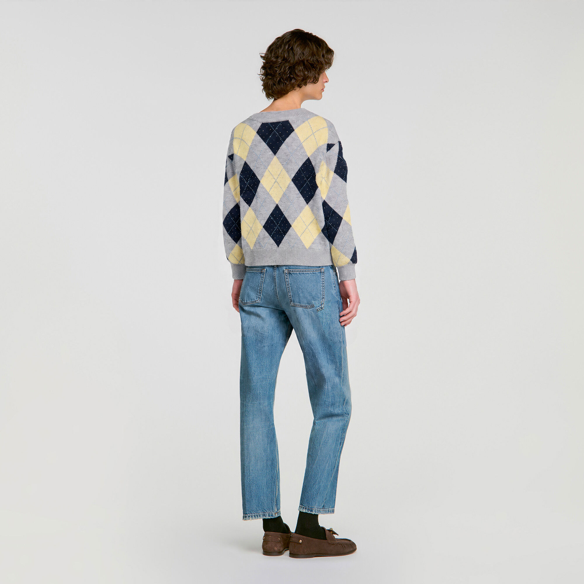 Rhinestone Argyle jumper - Women | Sandro
