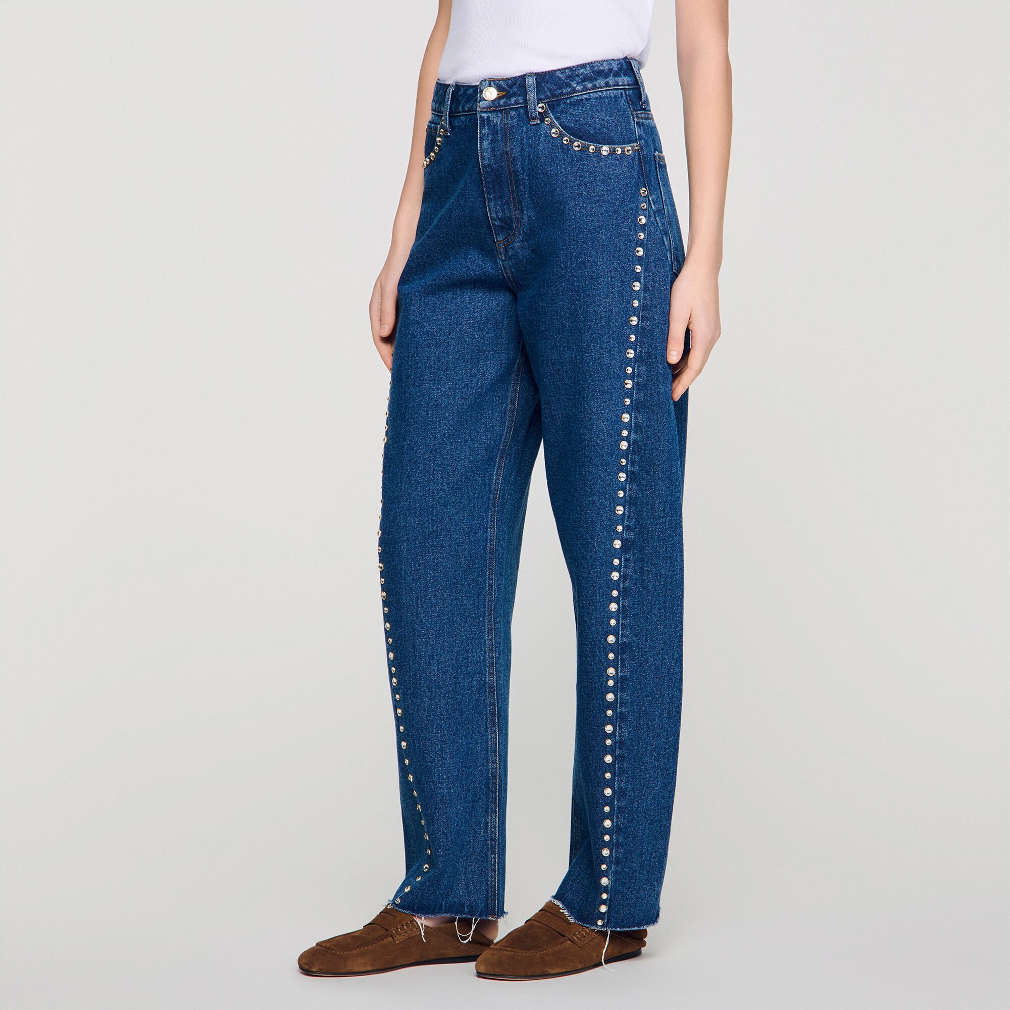 Rhinestone barrel jeans