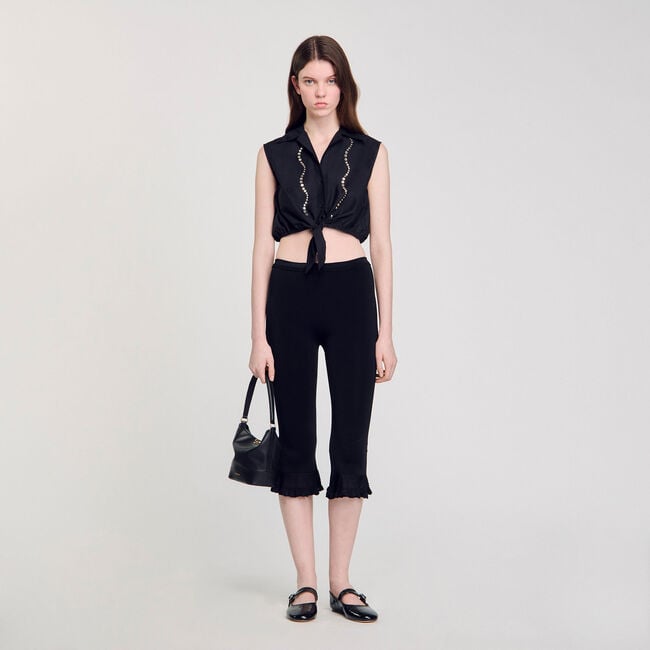 Rhinestone cropped shirt
