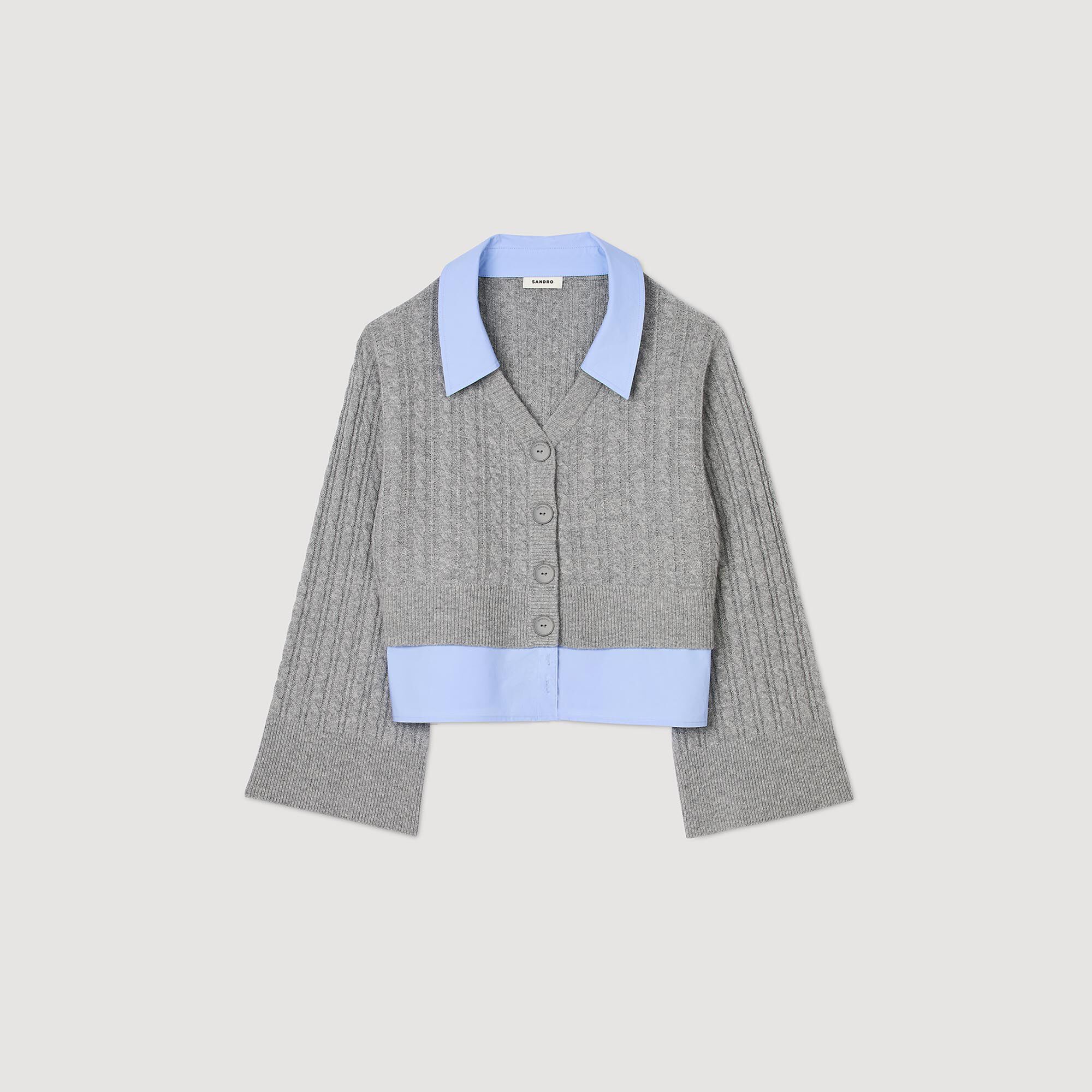 Cardigan with removable shirt collar