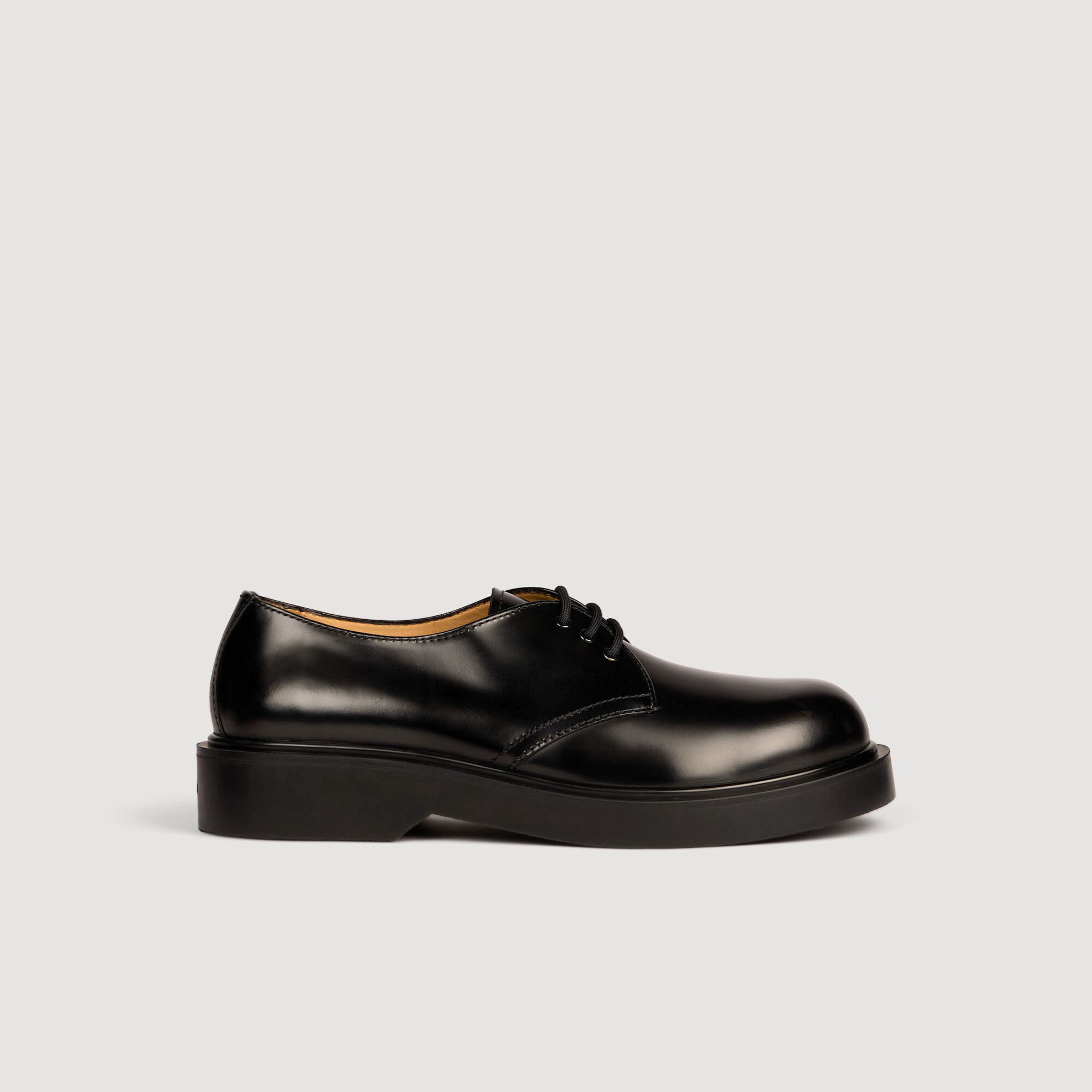 Patent leather derbies