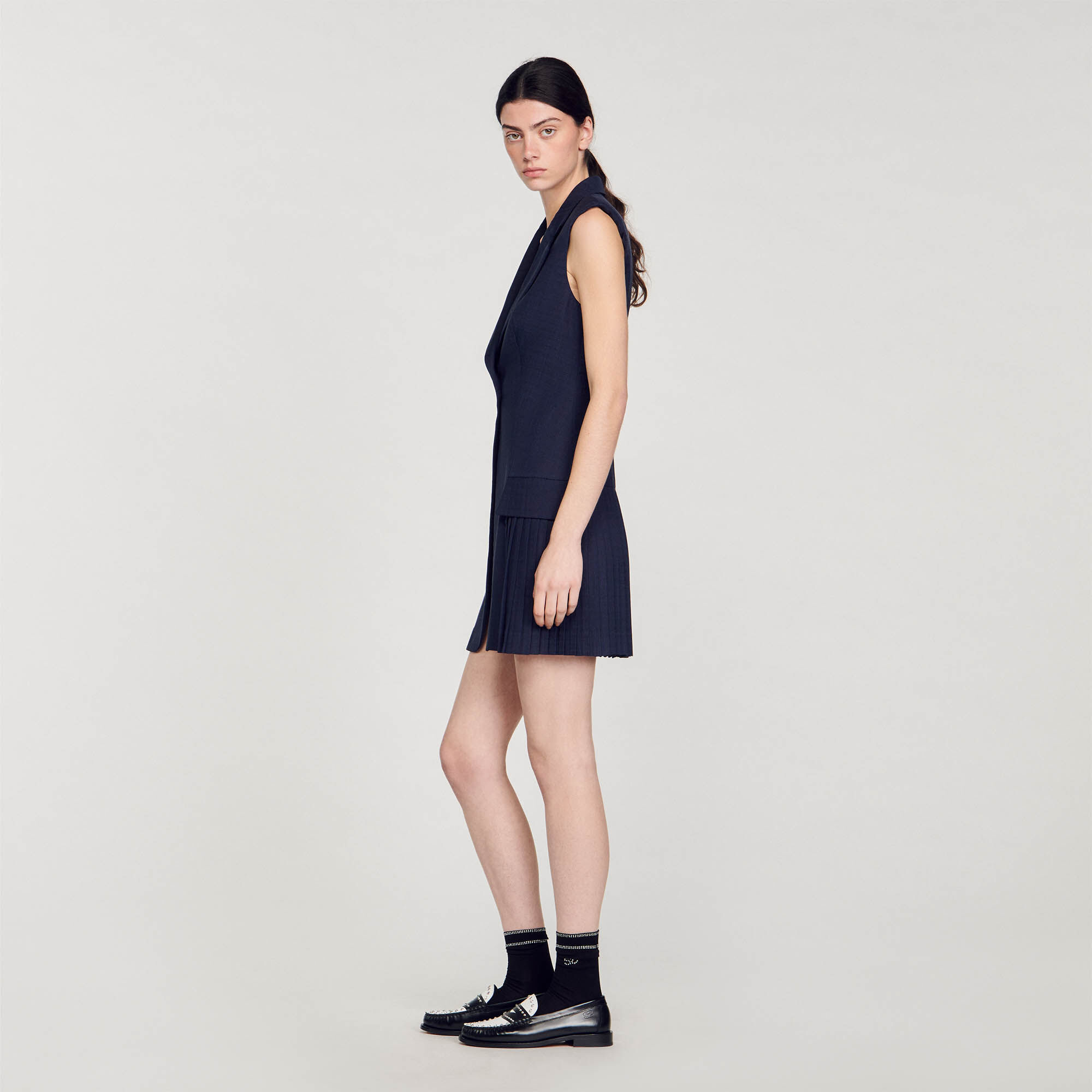 Short pleated suit dress