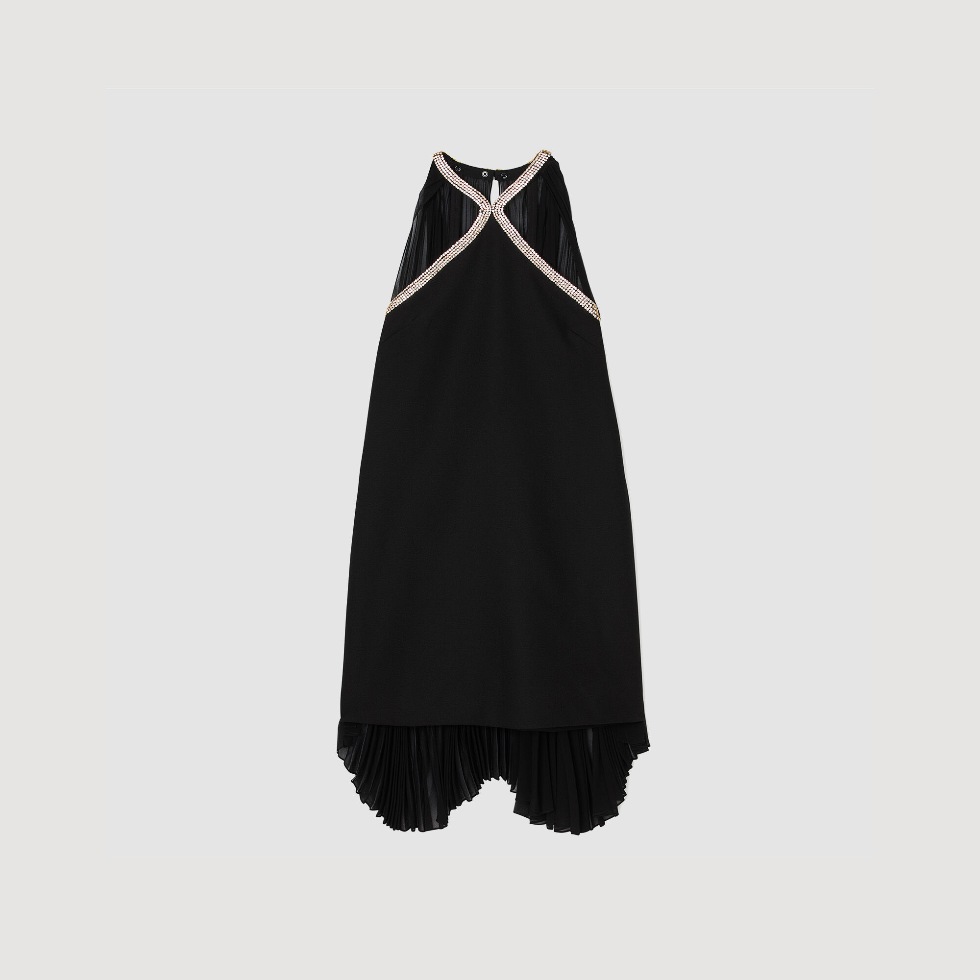 Short cape dress with rhinestones