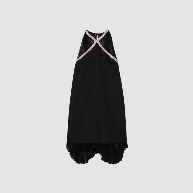 Short cape dress with rhinestones