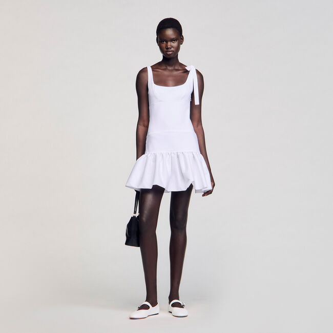 Dual-material short dress