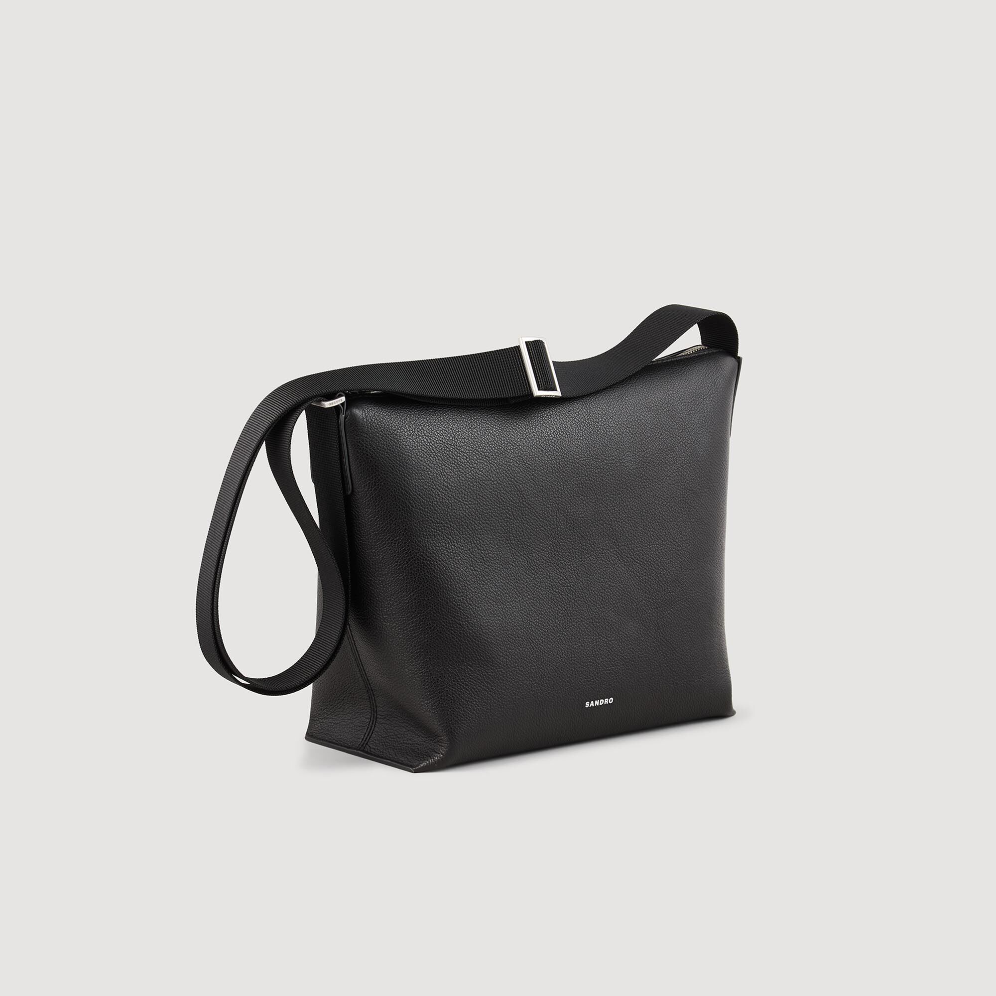Grained leather satchel