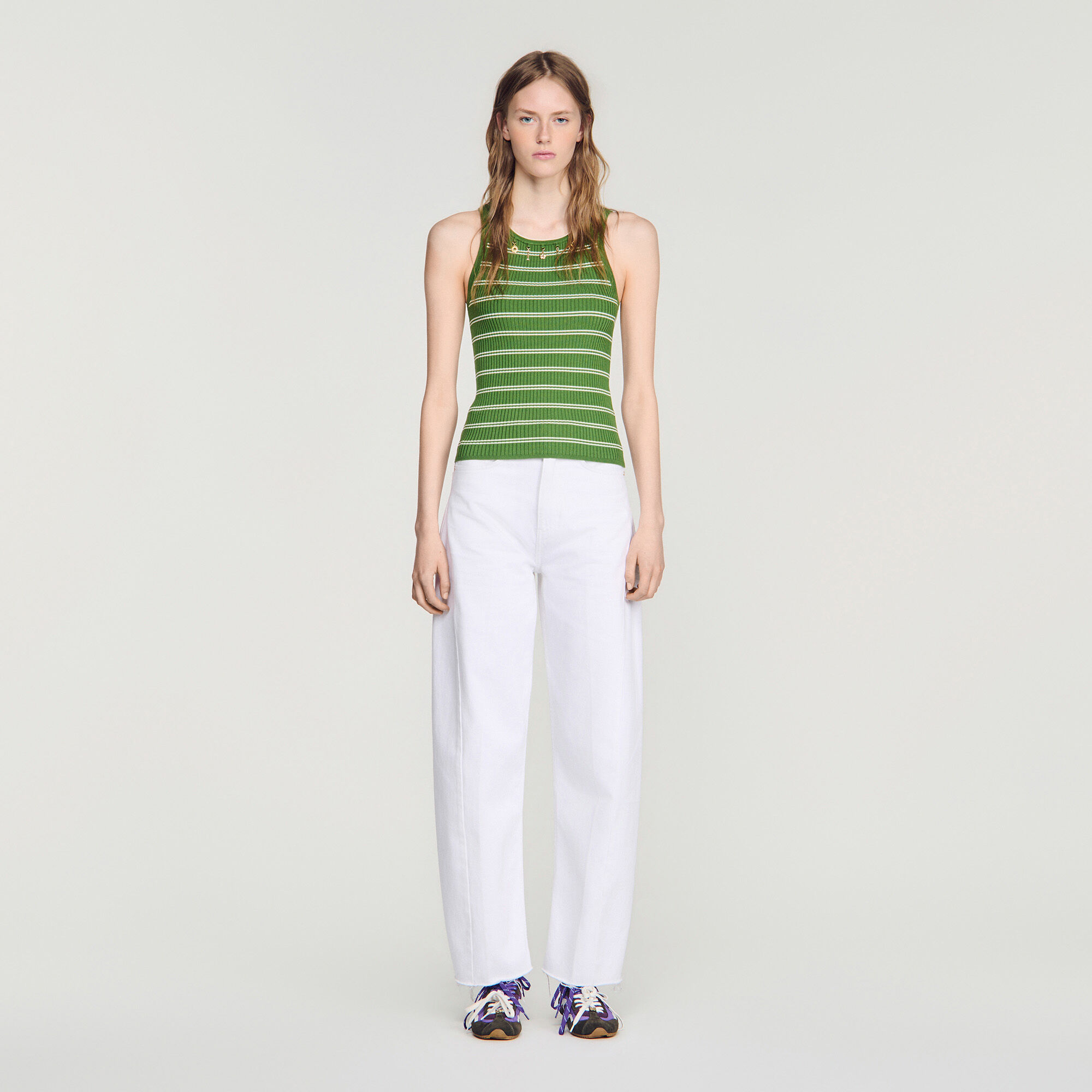 Striped vest top with tassels - Women | Sandro